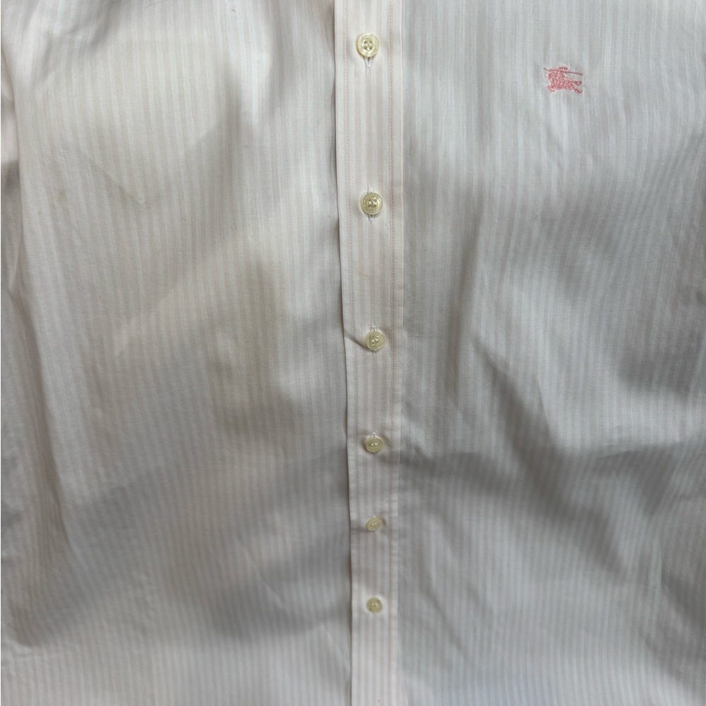 Burberry Men's Striped White Shirt with Check Cuffs - Picture 11 of 12